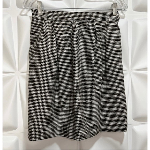 Vintage Saint Laurent 38 Women Sz 6 Black Houndstooth Wool Jacket Skirt Suit Set - Picture 13 of 16